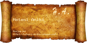 Hetesi Anikó névjegykártya